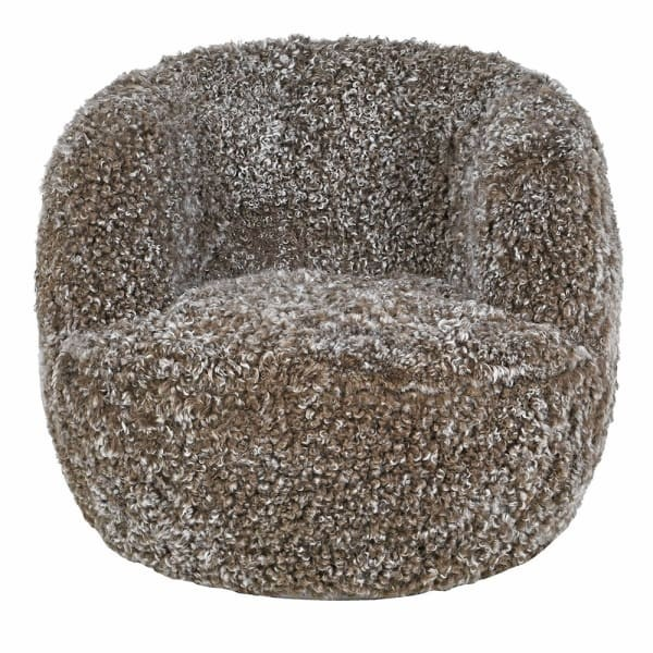 Hagen - Sheepskin Swivel Chair - Mocha