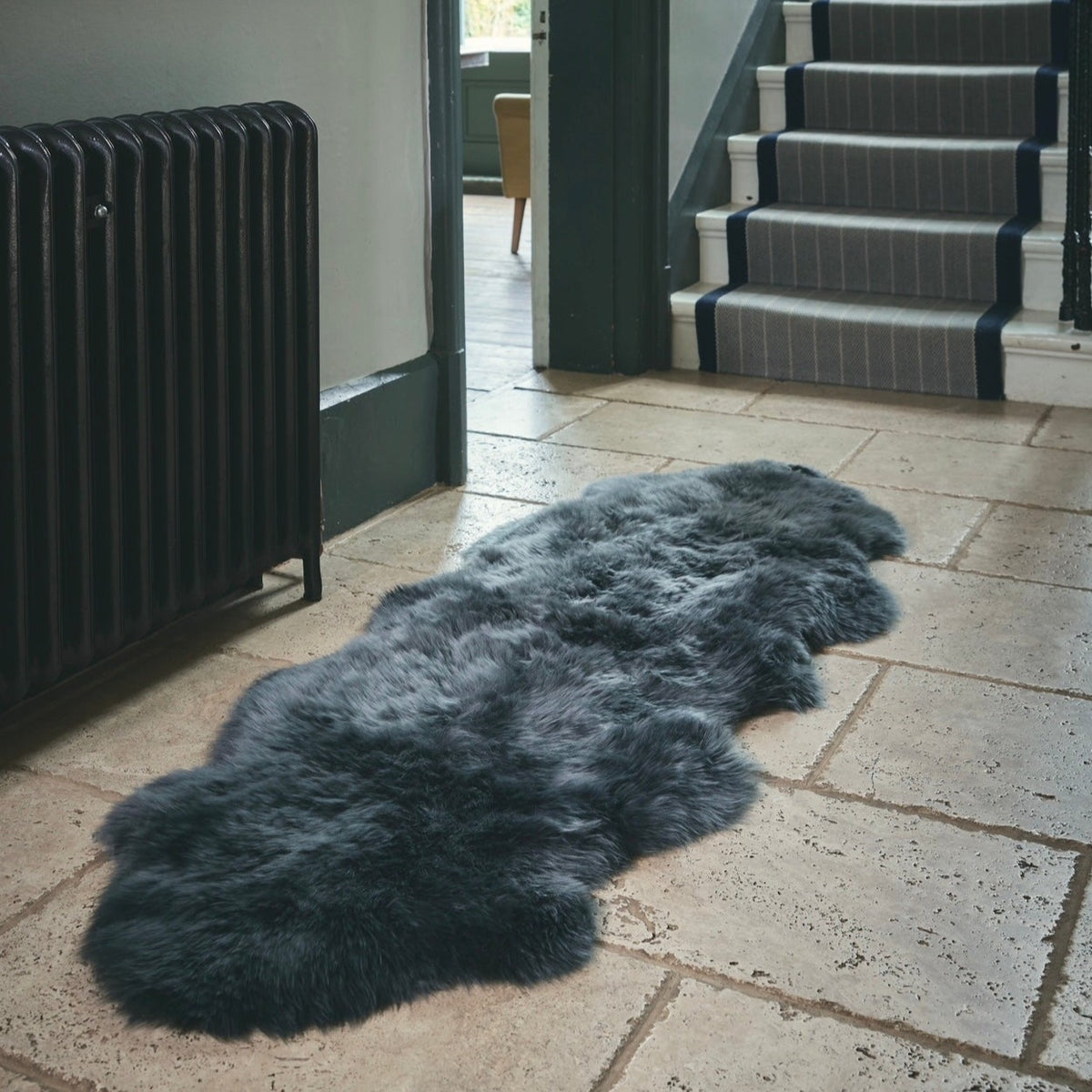 Ella - Longhaired Double Sheepskin - Dark Grey