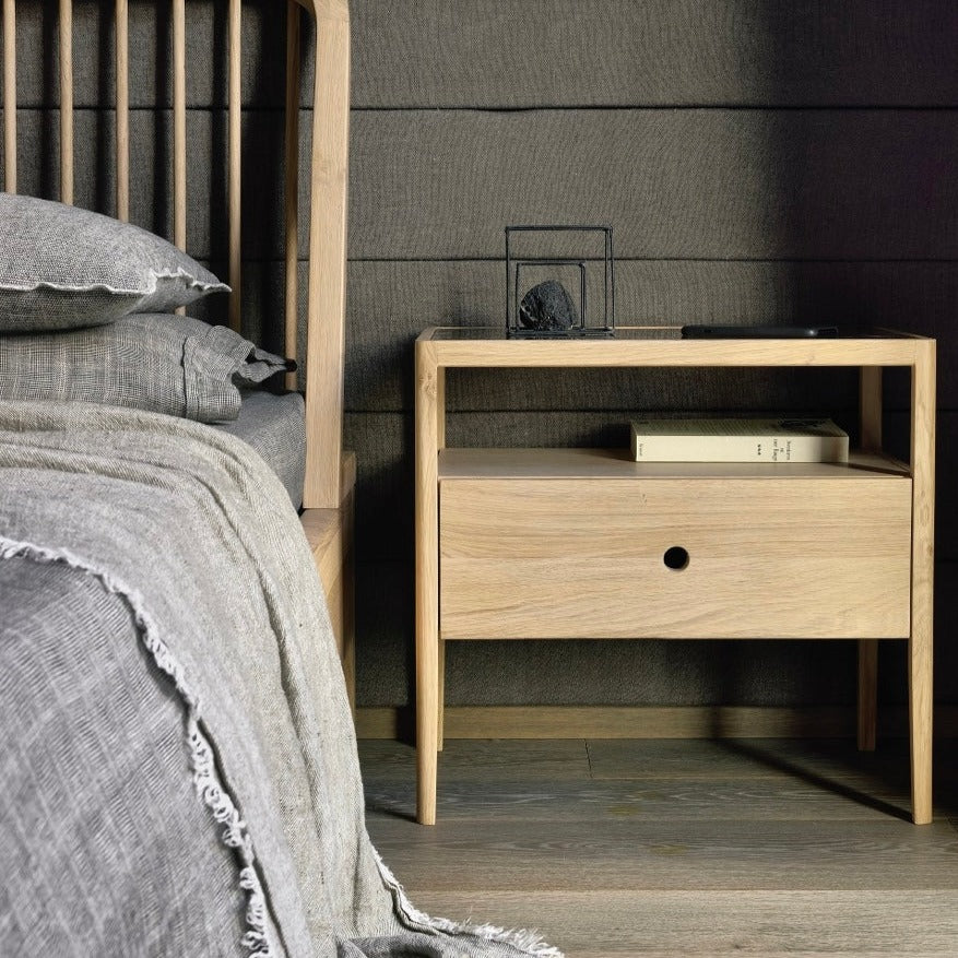 Oslo - Spindle Bedside Table - Oak